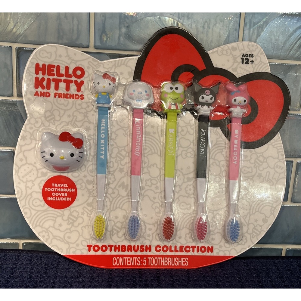 NEW Hello Kitty and Friends 5 Pack Toothbrush Collection + Travel Cover Sealed